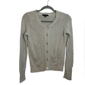 Banana Republic Light Gray Cotton Button Front Cardigan